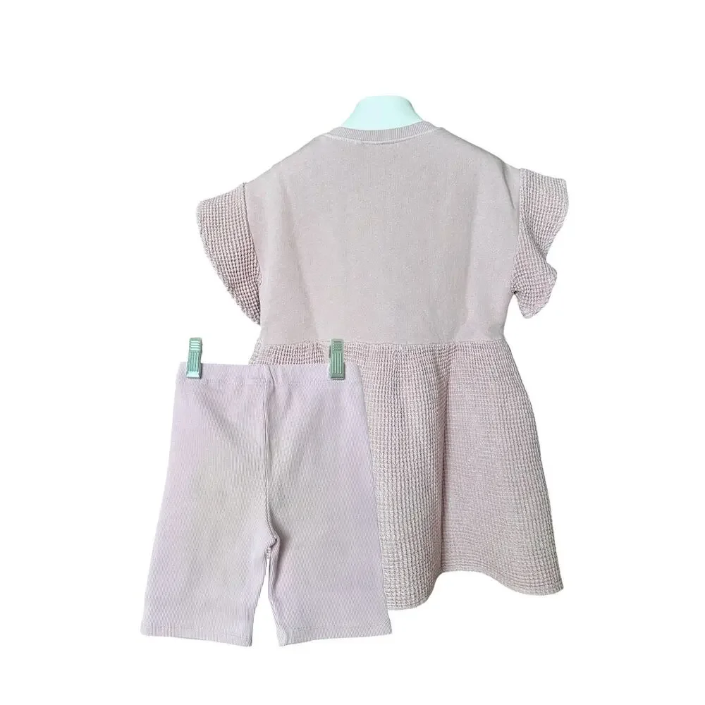 Zara Waffle Dress and Shorts Outfit, Size 5T (110cm), Pastel Pink
